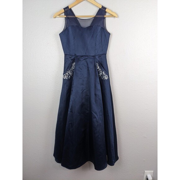 Rare Editions Dress Womens Size 10 Sleeveless Mesh Satin Beaded - Picture 1 of 9